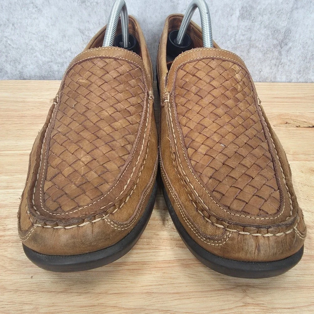 Johnston &‎ Murphy Loafers Mens 11 M Brown Weave Leather Slip On Shoes Brazil